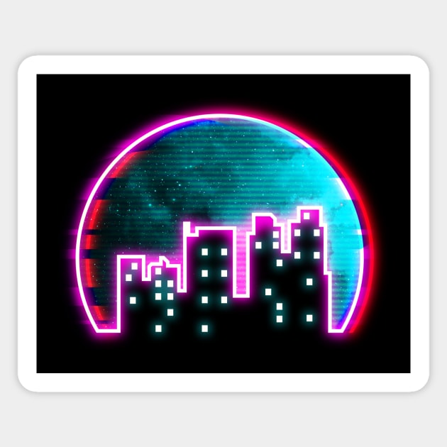 Neon Glitch City Sticker by LeiaHeisenberg